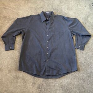 XMI Classic Platinum Men's Arctic Grey Oxford Cotton Dress Shirt 17.5 /34 Vtg